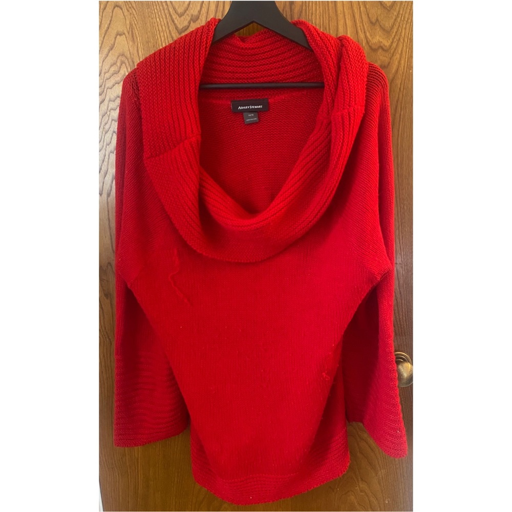 Ashley Stewart Red Cowl Sweater size 14/16